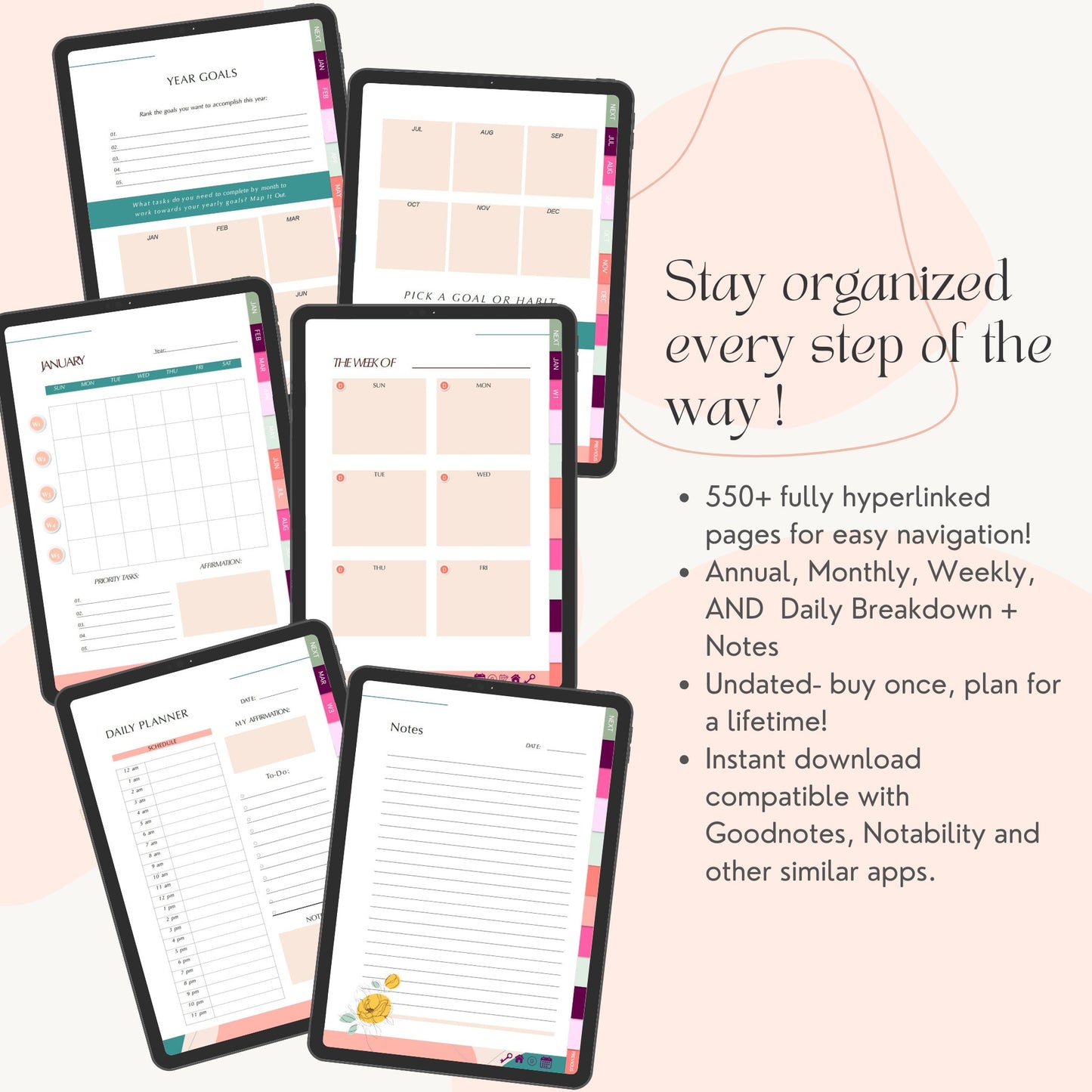 Undated Digital Self Love Life Planner